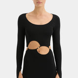 Salvador Beaded Long Sleeve Dress - Black