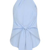 Oxford Halter Tie Back Top - Ciel Blue