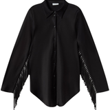 Fringe Bias Cut Shirt - Black
