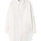 Cotton Silk Round Shirt - White