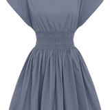Shirred Waist Mini Dress - Steel