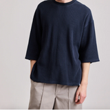 Waffle Half Sleeve Tee - Navy