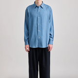 Luis Chambray Long Sleeve Shirt - Blue