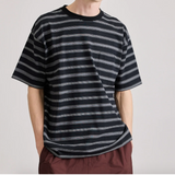 Multi Striped Relaxed Short Sleeve Tee - Black