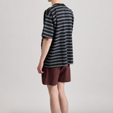 Multi Striped Relaxed Short Sleeve Tee - Black
