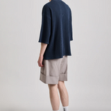 Waffle Half Sleeve Tee - Navy