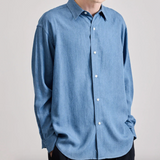 Luis Chambray Long Sleeve Shirt - Blue