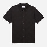 Kenneth Checkerboard Knit Short Sleeve Shirt - Black
