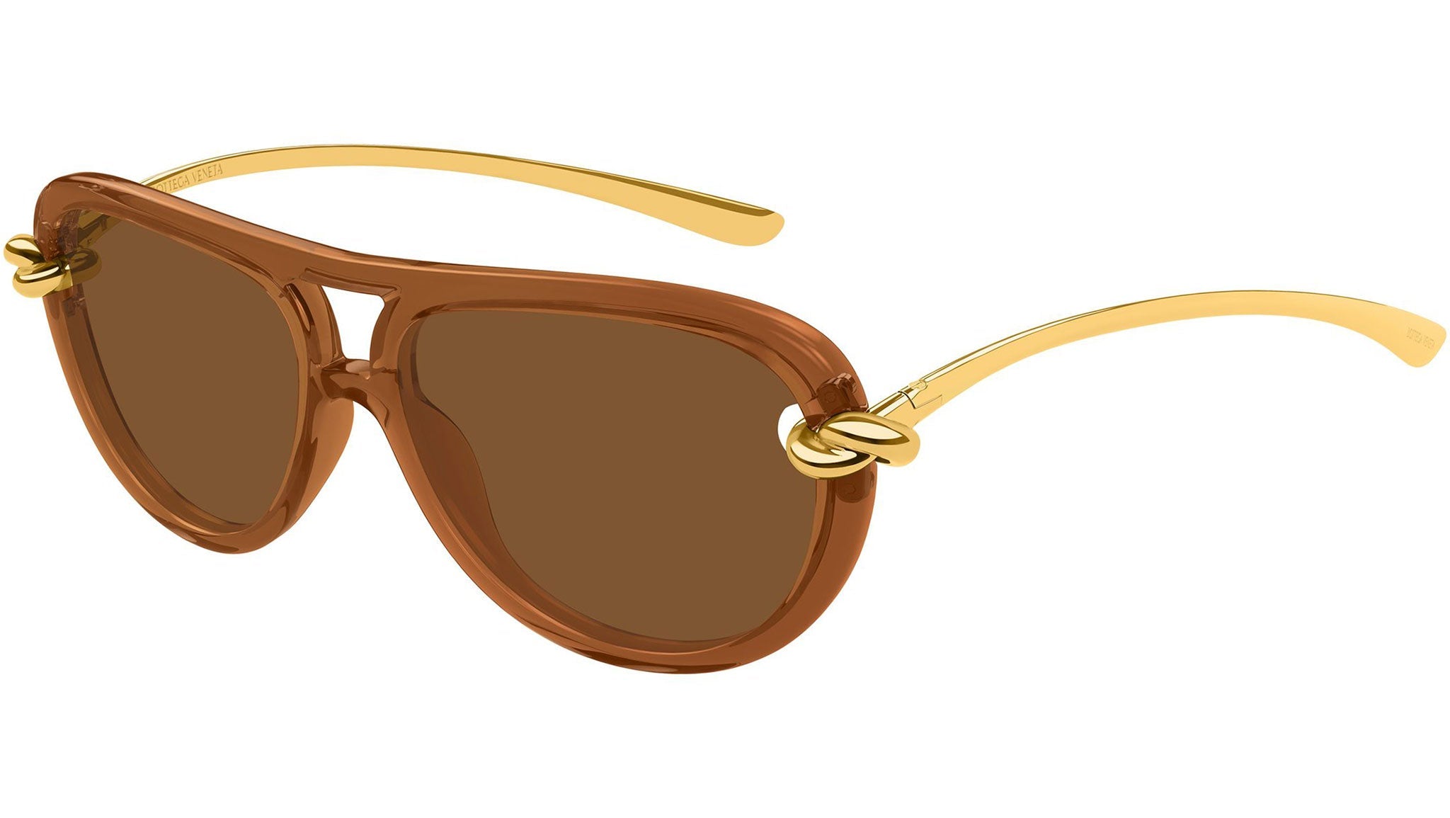 Bottega Veneta BV1418S004 Pilot Sunglasses in Brown side view