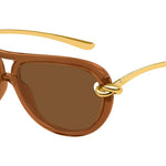 Bottega Veneta BV1418S004 Pilot Sunglasses in Brown side view