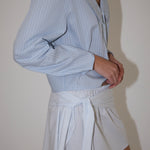 Deiji shirt lake blue stripe front view relaxed fit