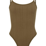 Pinstripe Wool Bodysuit - Harvest