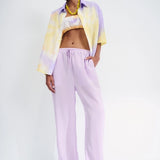 Silk Cotton Cool Shirt - Lilac/Yellow