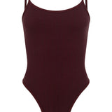 Pinstripe Wool Bodysuit - Mulberry