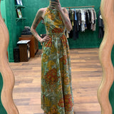 Eliana Cross Back Maxi Dress - Aliera Floral Mint