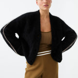 Brushed Alpaca Cardigan - Black