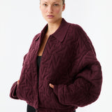 Wool Quilted Bomber - Bordeaux