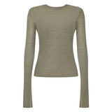 Sheer Essentias Long Sleeve Top - Taupe