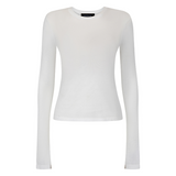 Sheer Essentias Long Sleeve Top - Cream