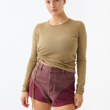 Organic Ruched Long Sleeve - Artichoke