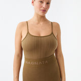Pinstripe Wool Bodysuit - Harvest