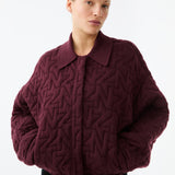 Wool Quilted Bomber - Bordeaux