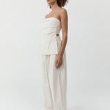 Strapless Tie Back Top - Ecru Stripe