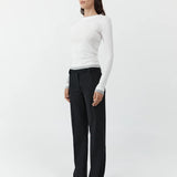 Organic Cotton Layered Long Sleeve Top - White