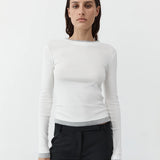Organic Cotton Layered Long Sleeve Top - White