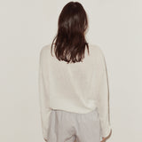 Loose Long Sleeve Knitted Top. - White