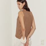 Button Up Knit Tank - Coffee