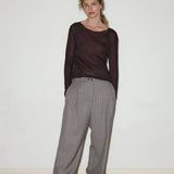 Twin Button Pant  - Pin Stripe Bark