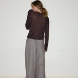 Twin Button Pant  - Pin Stripe Bark