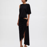 Monstera Cut Wrap Dress - Black