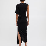 Monstera Cut Wrap Dress - Black