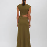 Tri Crystal Stone Tank Dress - Olive