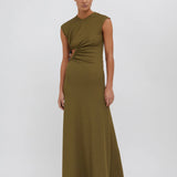 Tri Crystal Stone Tank Dress - Olive