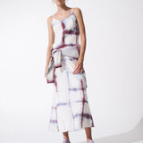 Silk Slip Dress - Blue Check