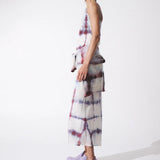 Silk Slip Dress - Blue Check