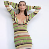 Coastline Low Back Dress - Palm Stripe