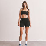 Houndstooth Wool Bralet - Black