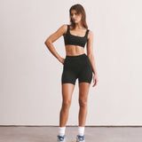 Houndstooth Wool Bralet - Black