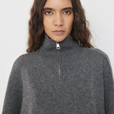 Oversized Zip Sweater - Charcoal