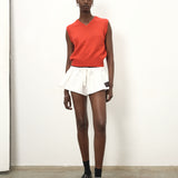 Austin Shorts - White & Red Piping Cotton Poplin