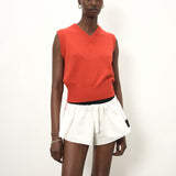 Austin Shorts - White & Red Piping Cotton Poplin