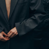 Margot Blazer - Grey Pinstripe