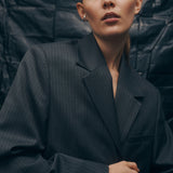 Margot Blazer - Grey Pinstripe