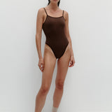 Nagnata Ballet Wool Bodysuit Bark on model