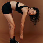 Nagnata Cross Back Wool Bralet Black on model