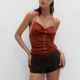 Nagnata Sienna Halter Top Clay on model